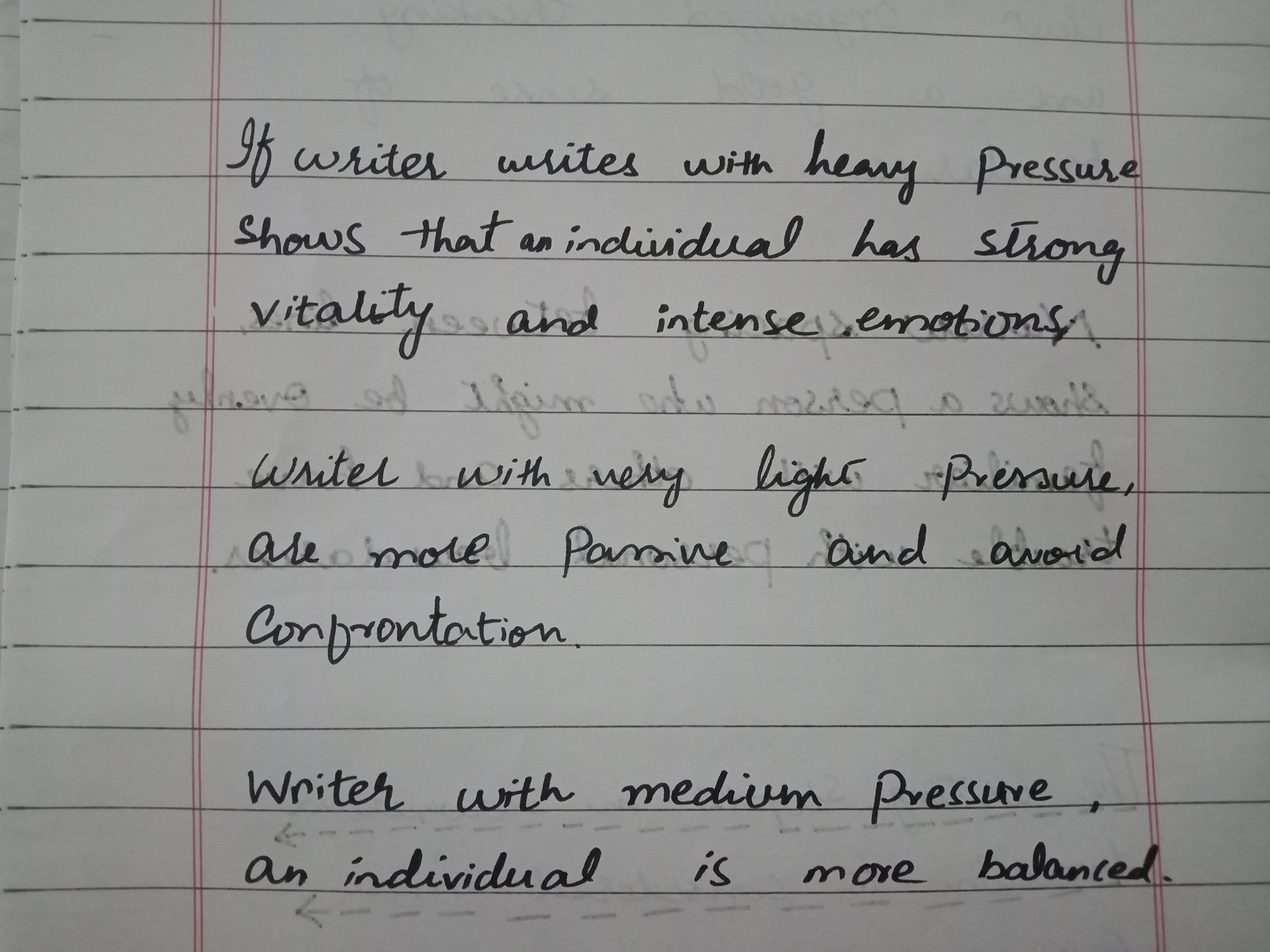 Graphology pressure analysis and emotional energy