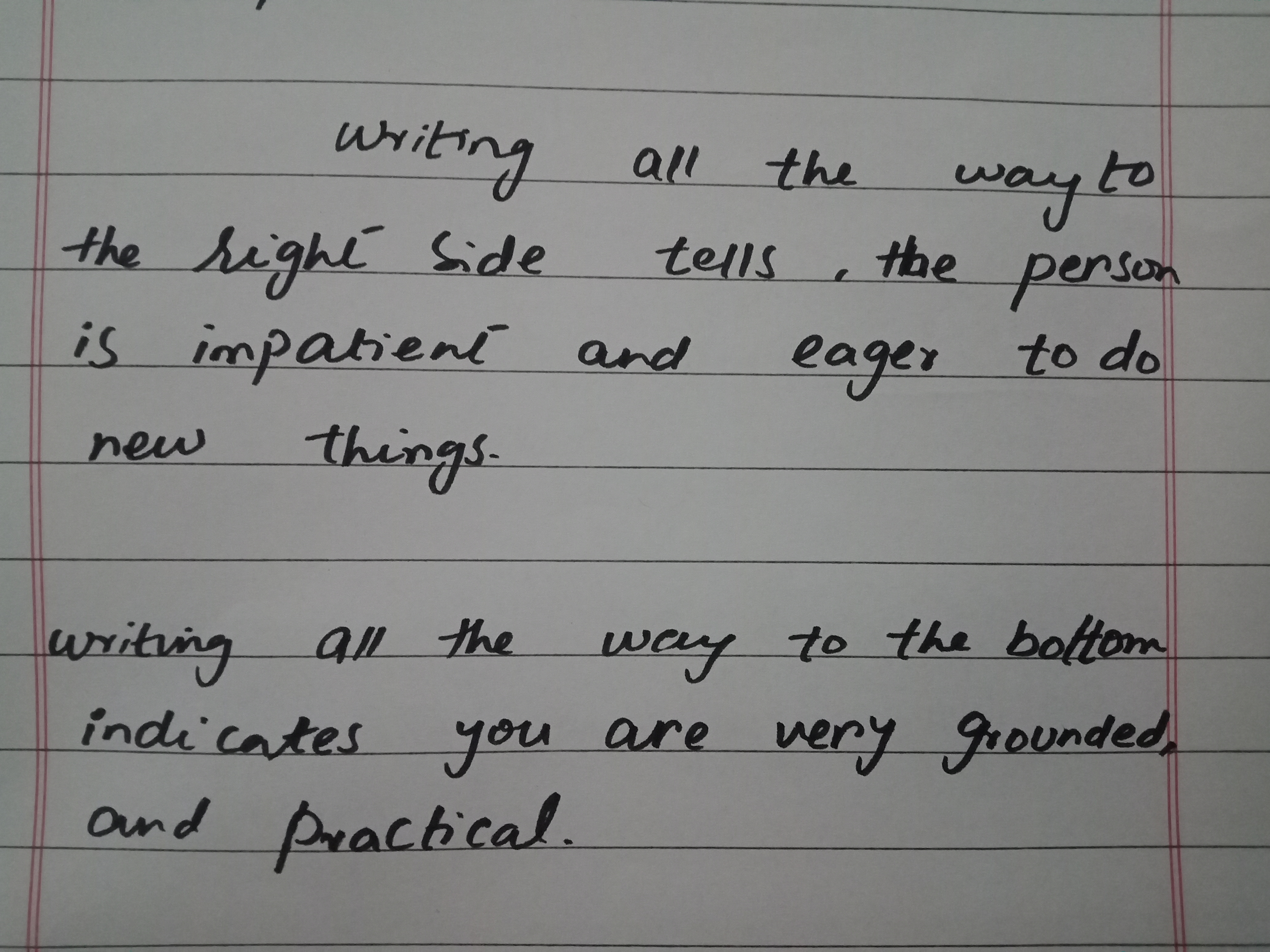 Graphology top and bottom margins in handwriting analysis