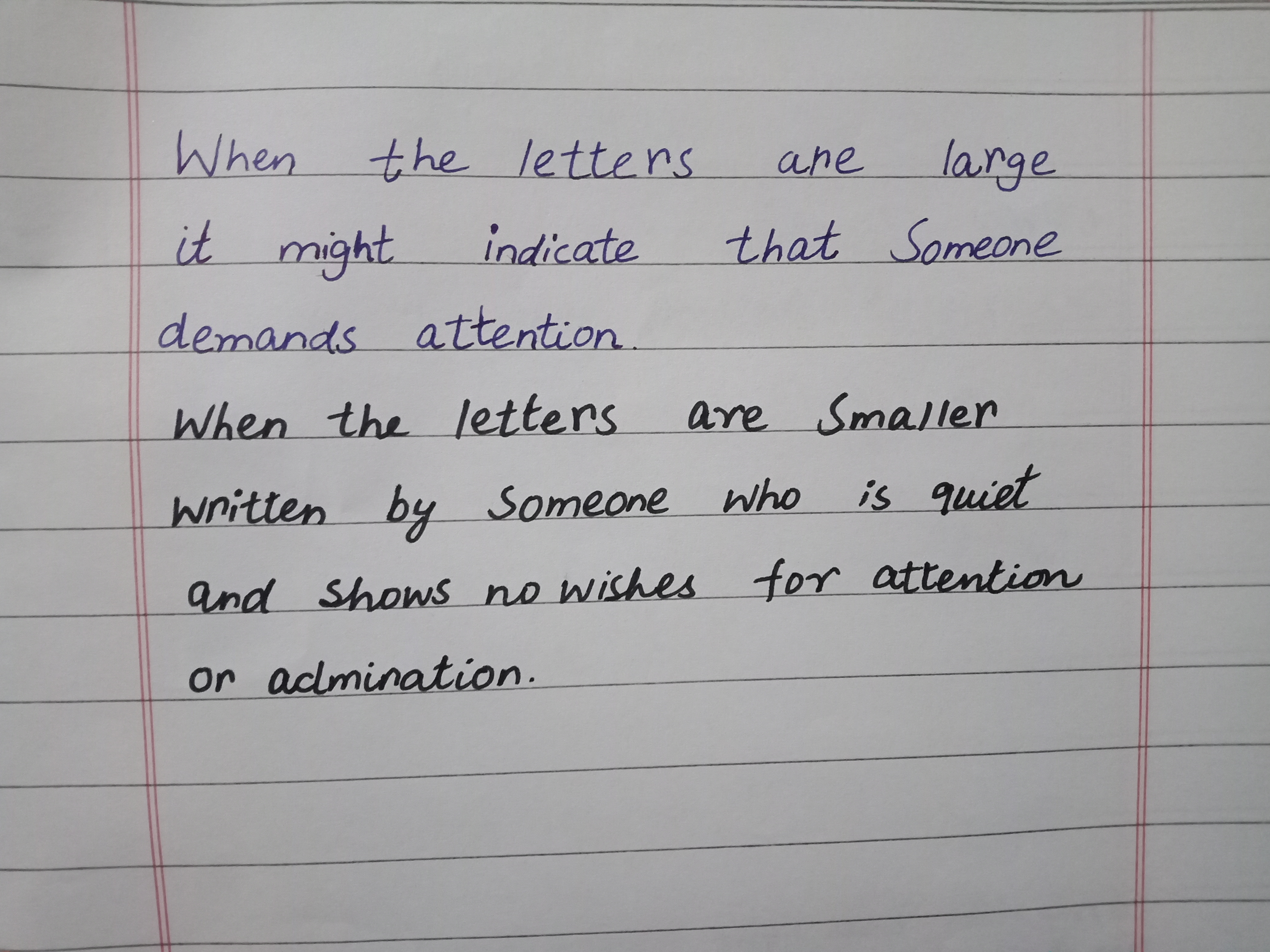 Graphology letter size and proportion meanings