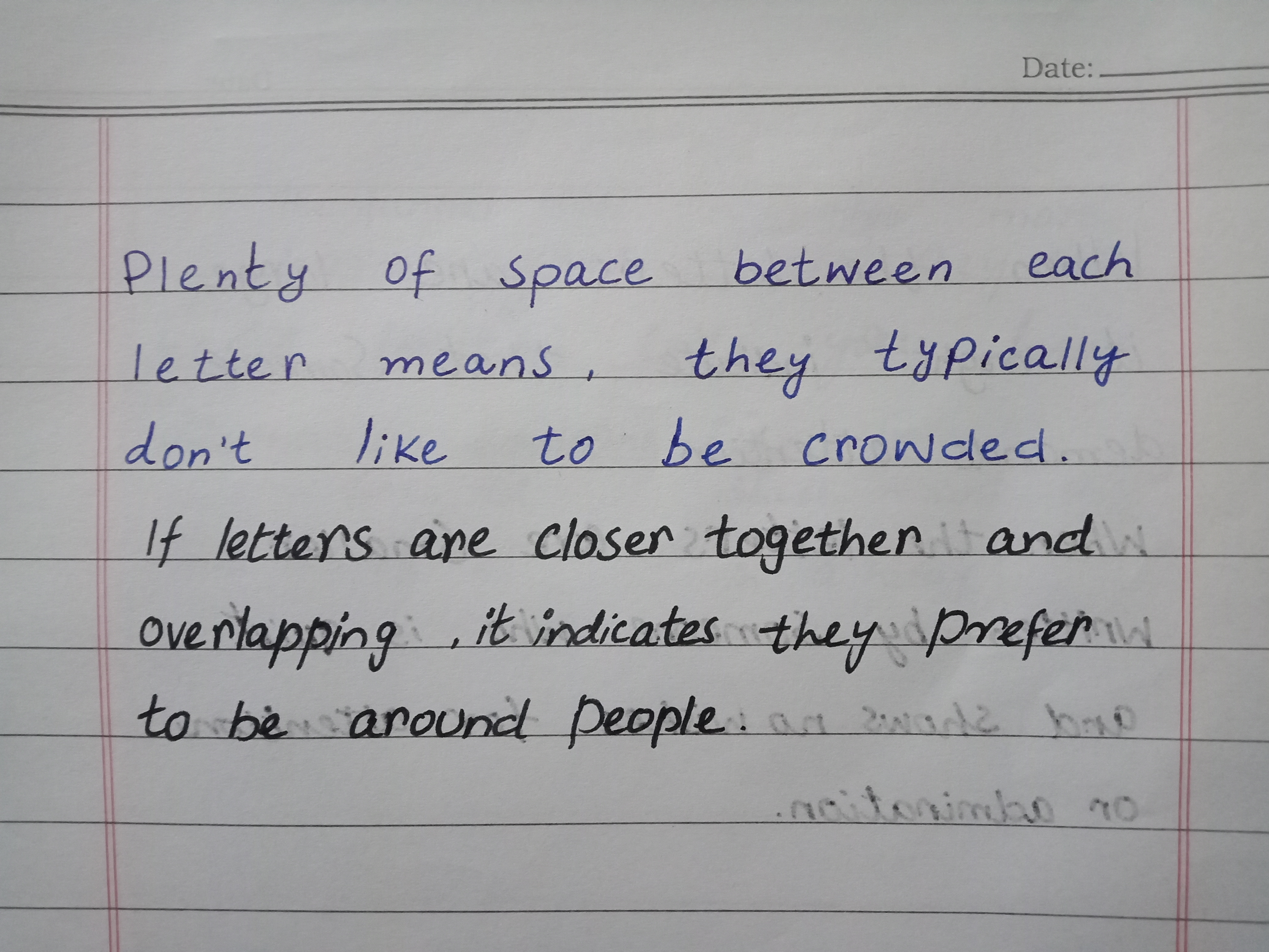 Graphology letter spacing personality traits